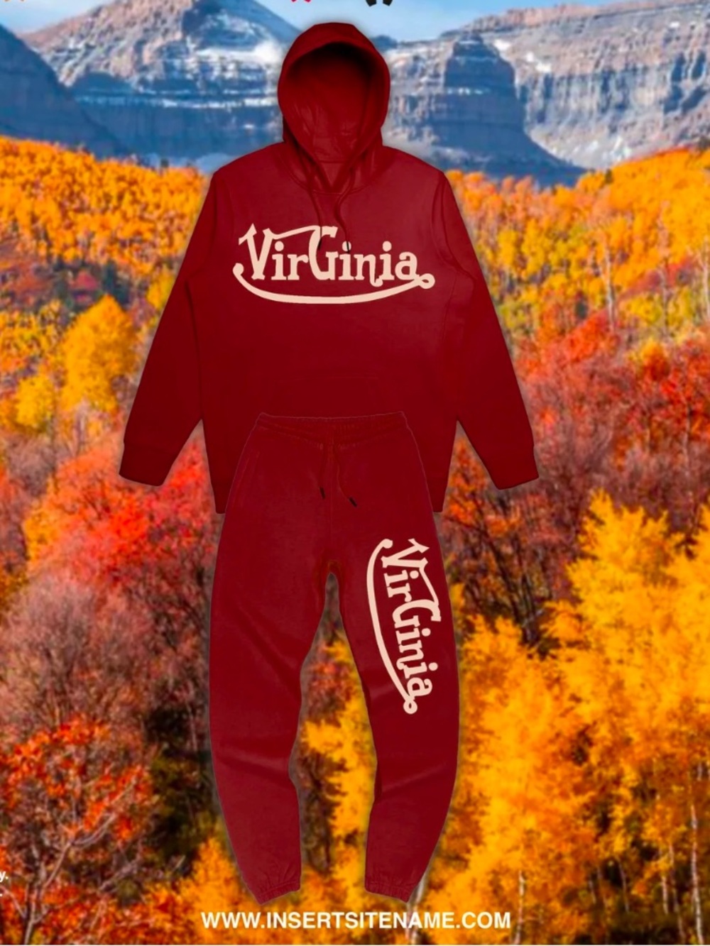 Red 'Virginia' Graphic Sweatpants